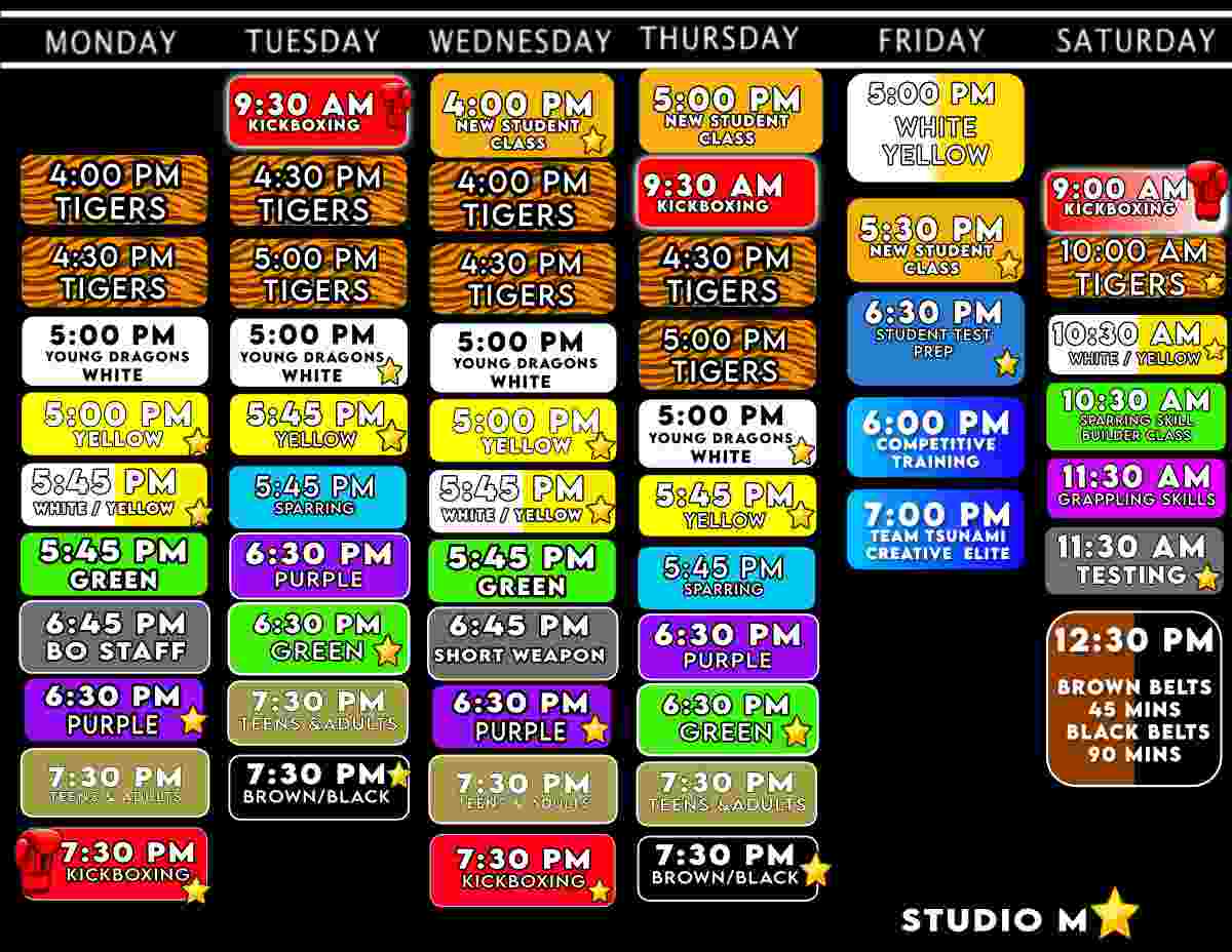 Click here for a large view of the static schedule