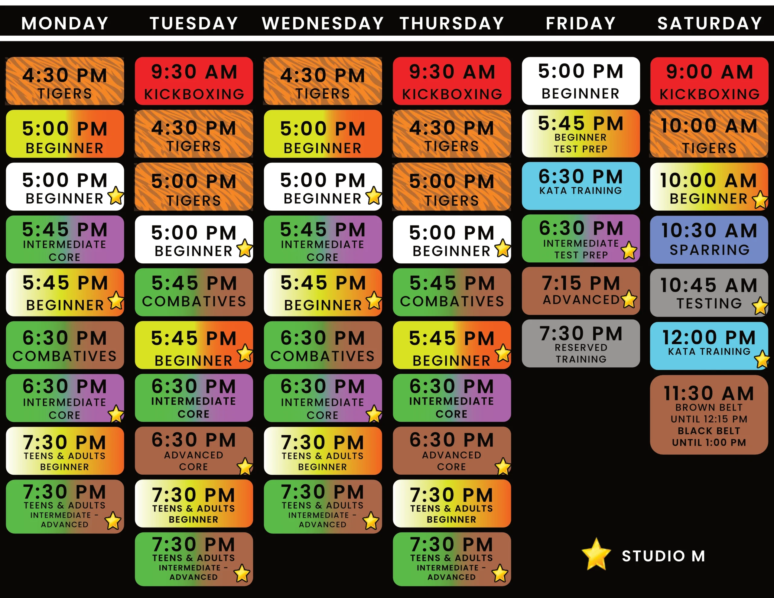 Click here for a large view of the static schedule