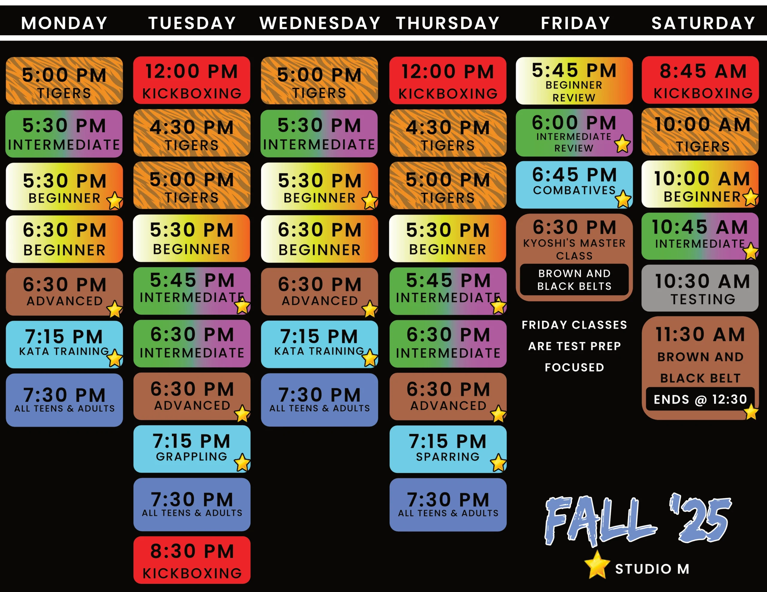 Fall 25 scheduleUpdated8.26.25 Cumming Martial Arts Classes